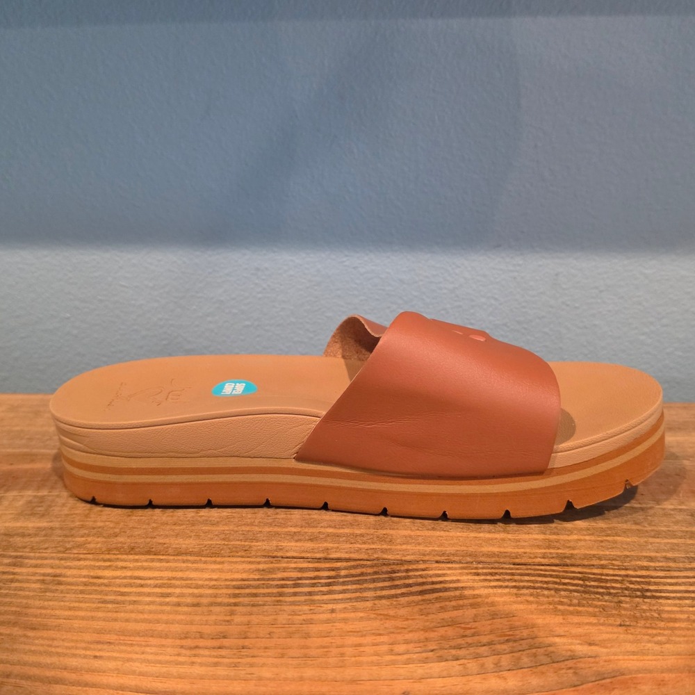 Reef Womens Horizon Hi Slide Tan Platform Vegan Leather Sandals Size 11 - Picture 10 of 11